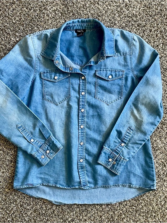 Rue21 Jackets & Blazers - Rue21 Blue Cotton Denim Style Button Down Size Medium